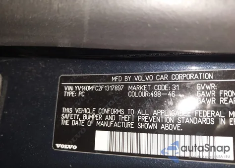 2015 Volvo S60 T5 Premier Plus из США, поврежденный, VIN YV140MFC2F1317897